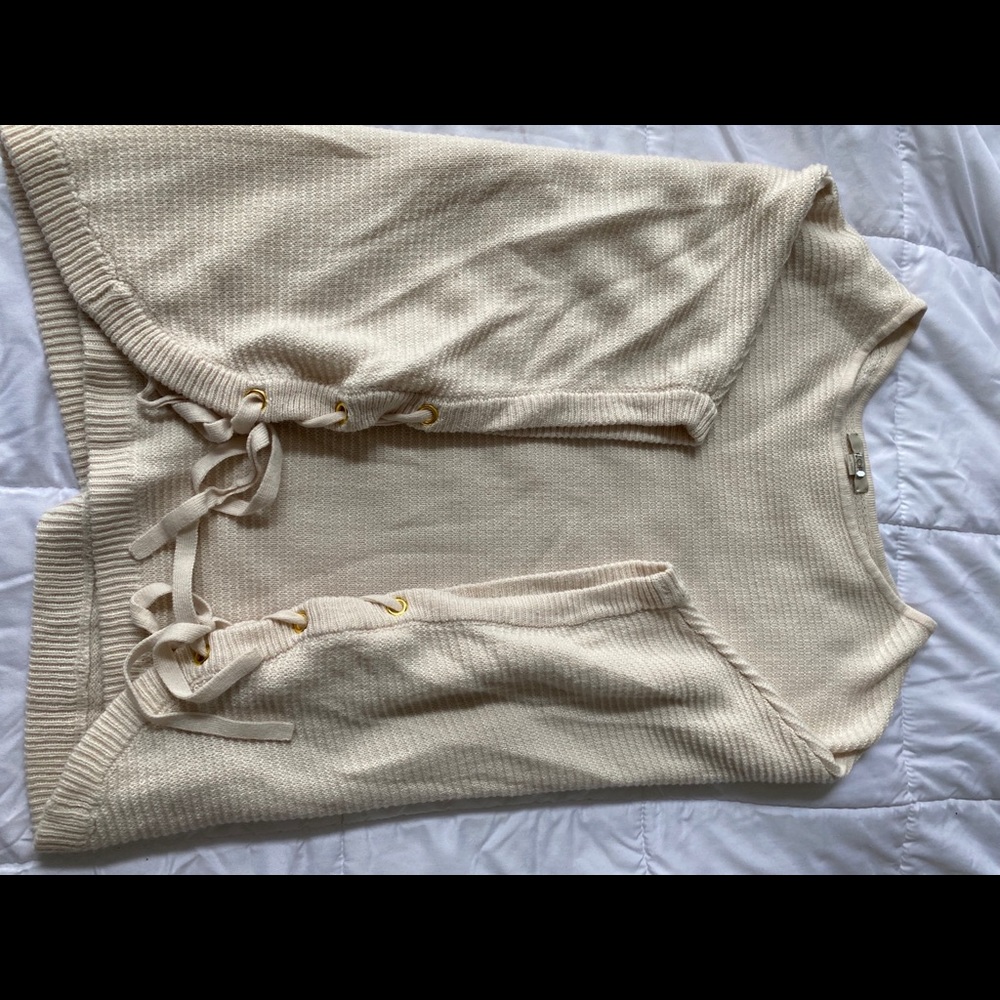 Cream and Gold poncho by Loft